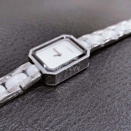 Chanel Fashion Diamond Square Dial Watch White