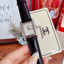 Chanel 316 Refined Steel Diamond Square Watch Black