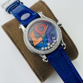 Chopard Yf Factory Letter Diamond Dial Watch For Women Blue