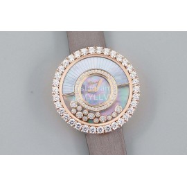 Chopard Blingbling Diamond 36mm Dial Leather Strap Watch 