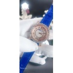 Chopard Diamond Dial Leather Strap Watch For Women Blue