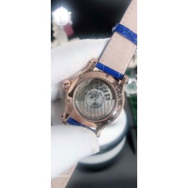 Chopard Diamond Dial Leather Strap Watch For Women Blue