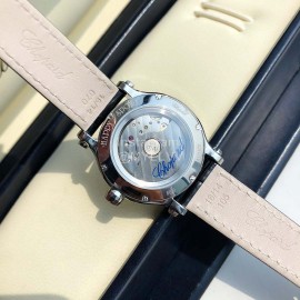 Chopard Diamond Roman Numeral Dial Black Leather Strap Watch