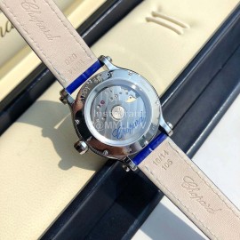Chopard Diamond Roman Numeral Dial Leather Strap Watch Blue