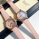 Chopard Diamond Roman Numeral Dial Leather Strap Watch Pink