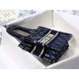 Dior Book Tote Mini Blue Velvet Embroidery Ladies Tote Bag M1286