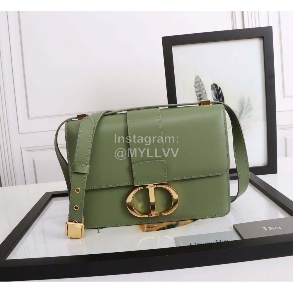 Dior 30 Montaigne Metal "CD" Buckle Leather Crossbody Bag Green D6712