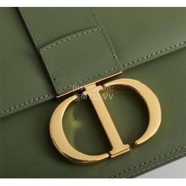 Dior 30 Montaigne Metal "CD" Buckle Leather Crossbody Bag Green D6712