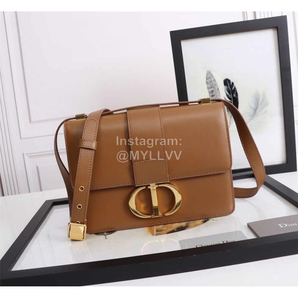 Dior 30 Montaigne Metal "CD" Buckle Leather Crossbody Bag Brown D6712