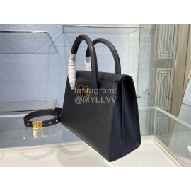 Dior 30 Montaigne St Honoré Enamel "CD" Buckle Ladies Handbag Medium Black