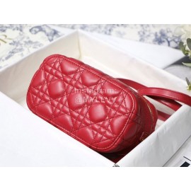 Dior Travel Sheepskin Rattan Check Embossed Cosmetic Bag Red M9039