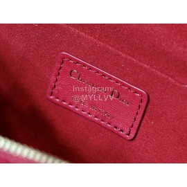 Dior Travel Sheepskin Rattan Check Embossed Cosmetic Bag Red M9039