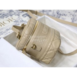 Dior Travel Sheepskin Rattan Check Embossed Cosmetic Bag White M9039