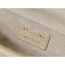 Dior Travel Sheepskin Rattan Check Embossed Cosmetic Bag White M9039