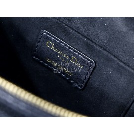 Dior Travel Sheepskin Rattan Check Embossed Cosmetic Bag Black M9039