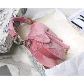 Dior Saddle Velvet Small Saddle Bag Pink S9001