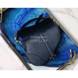 Dior Saddle Palm Pattern Small Saddle Bag Dark Blue M9001
