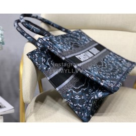 Dior Book Tote Kaleidoscope Letter Small Square Tote Bag Blue And White