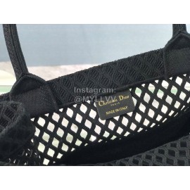 Dior Book Tote Mesh Embroidered Handbags Black