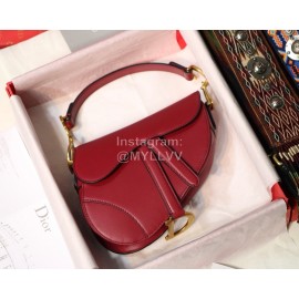 Dior Saddle Letter Tassel Leather Small Saddle Bag Vintage Red