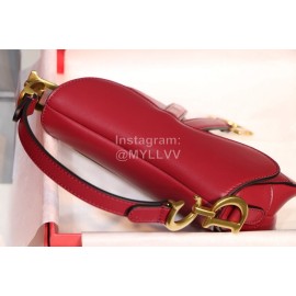 Dior Saddle Letter Tassel Leather Small Saddle Bag Vintage Red