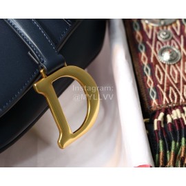 Dior Saddle Letter Tassel Leather Large Saddle Bag Blue