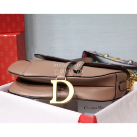 Dior Saddle Letter Tassel Leather Large Saddle Bag Lotus Root Pink