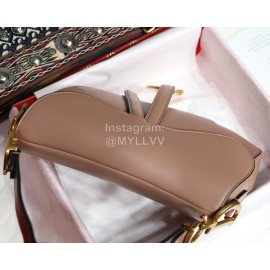 Dior Saddle Letter Tassel Leather Large Saddle Bag Lotus Root Pink