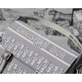 Dior Blue Oblique Camp Print Canvas Messenger Bag Grey