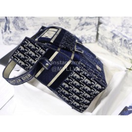 Dior Camp Oblique Printed Velvet Messenger Bag Blue M9020