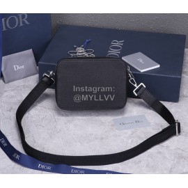 Dior Men's Oblique Letters Leather Clutch Messenger Bag Black CD93307