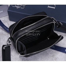 Dior Men's Oblique Letters Leather Clutch Messenger Bag Black CD93307