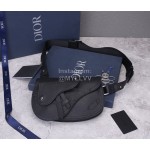 Dior Saddle Men's Grained Cowhide Crossbody Saddle Bag Black P0095