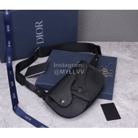 Dior Saddle Men's Grained Cowhide Crossbody Saddle Bag Black P0095