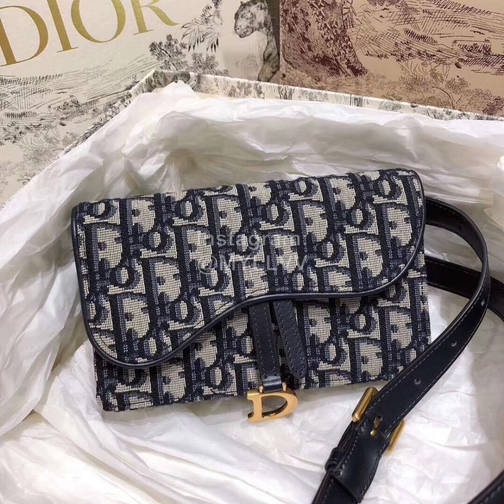 Dior Saddle Letter Tassel Square Crossbody Bag Black And White