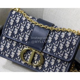 Dior 30 MontaigneCD Metal Flip Square Crossbody Bag Blue