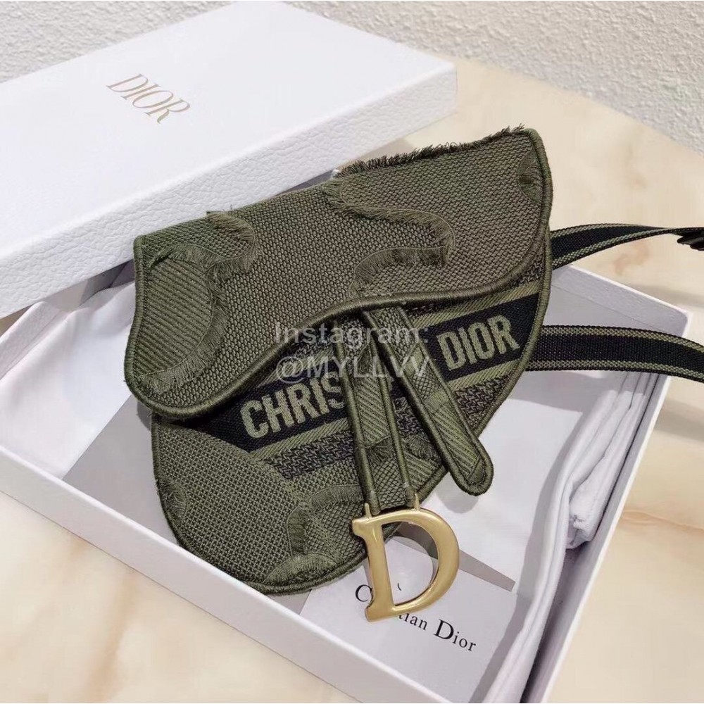 Dior Alphabet Tassel Saddle Waist Bag Army Green