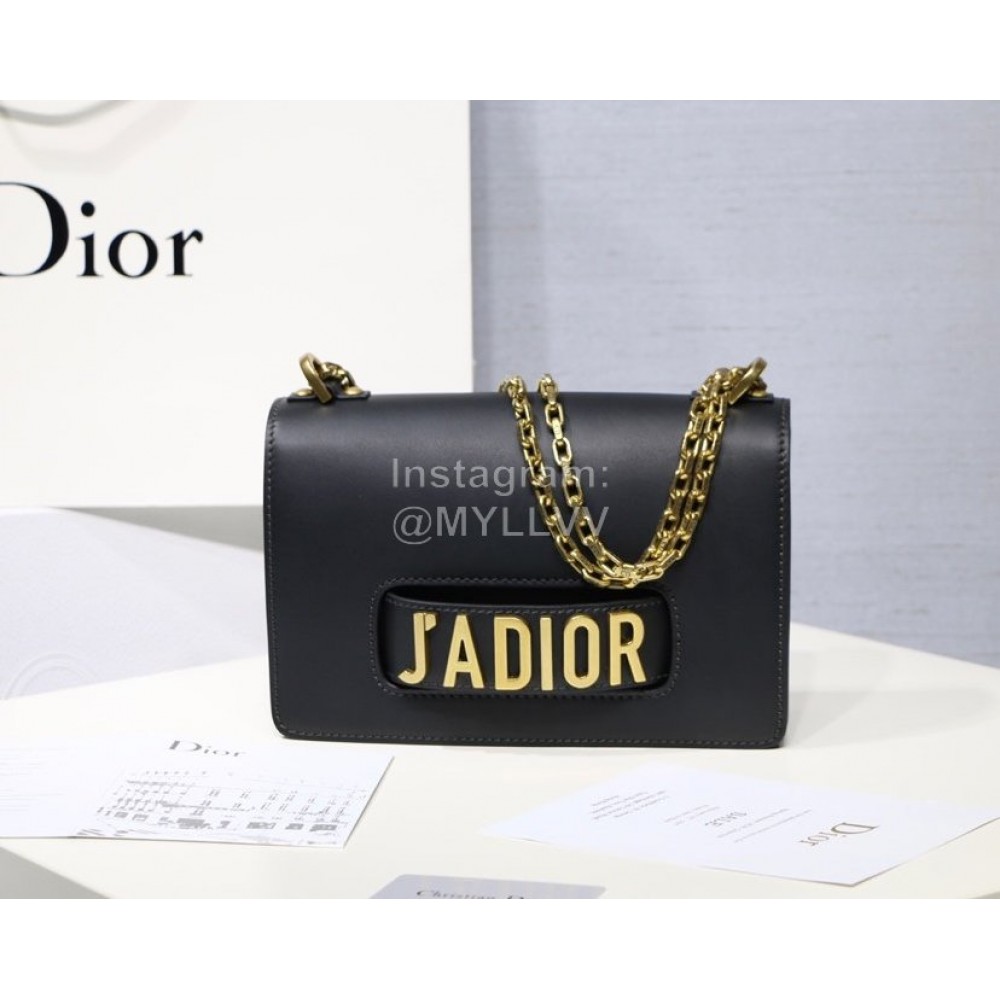 Dior Adior Letter Vacuum Plain Weave Chain Crossbody Bag Black