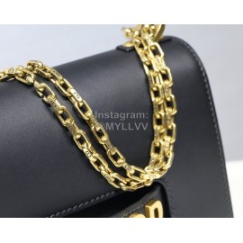 Dior Adior Letter Vacuum Plain Weave Chain Crossbody Bag Black
