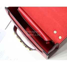 Dior Adior Letter Vacuum Plain Weave Chain Crossbody Bag Red