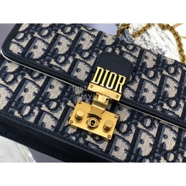 Dior Addict Letter Snap Flap Small Chain Bag Dark Blue