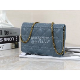 Dior Addict Letter Horsebit Flap Large Chain Shoulder Bag Sky Blue