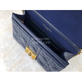 Dior Addict Letter Horsebit Flap Large Chain Shoulder Bag Dark Blue