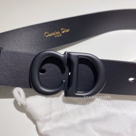 Dior Black Calf Leather Retro Metal Black Letters Buckle 30mm Belt