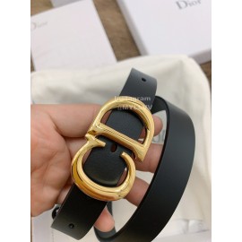 Dior New Black Calf Leather Retro Gold Letters Buckle 20mm Belt