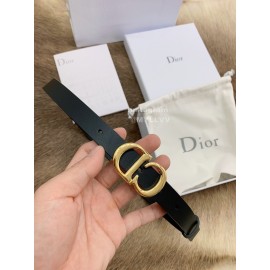 Dior New Black Calf Leather Retro Gold Letters Buckle 20mm Belt