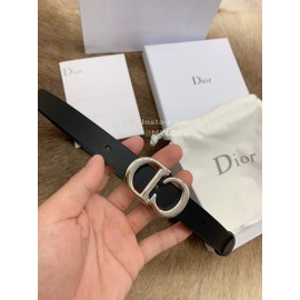 Dior New Black Calf Leather Retro Silver Letters Buckle 20mm Belt