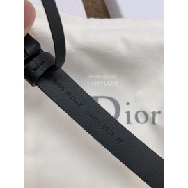 Dior Retro Calf Leather Gold Letters Buckle 20mm Belt Black