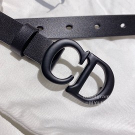 Dior Black Calf Leather Retro Black Letters Buckle Belt