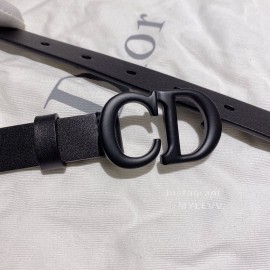 Dior Black Calf Leather Retro Black Letters Buckle Belt
